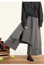 Japanese women high waisted loose skirt pants casual wide leg pants