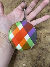 Vntg Union Pacific Railroad Keychain Round Soft Train Zipper Pull Large Colorful