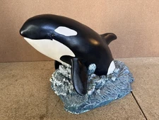 Sandicast Orca Whale, Signed And Rare By Sandra Brue, Vtg 1990 8” X 10”