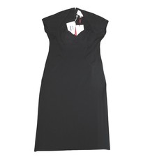 Carolina Herrera New York Black Structured Knit Sheath Dress Short Sleeve XXL