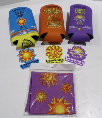 Lawson's Finest Liquids Promo Bandana, Koozies & Stickers lot, Vermont IPA