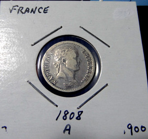 1808-A France (Napoleon) Demi Franc World French .900 Silver Coin