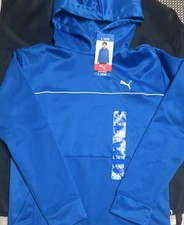 PUMA Boys Blue Fleece Pullover Hoodie Size L 14/16 Moisture Wicking 1915364