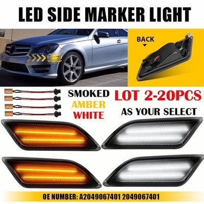 2-20PC For Benz C250 C300 C350 12-14 LED Side Marker Light Smoke White/Amber LED