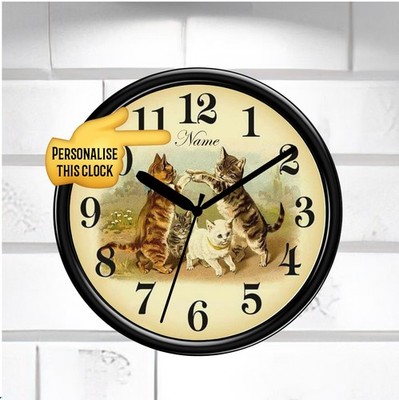 Katzen spielen Wanduhr personalisiert Bestseller Geburtstagsgeschenk Weihnachtsgeschenk