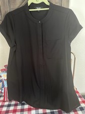 Simply Vera Vera Wang Women’s Petite Small Black Blouse Short Sleeve Top PS