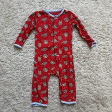 KicKee Pants. Red Songbird Print Romper. Size 3-6m. See Details