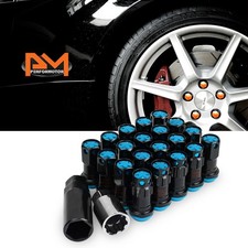 M12x1.25 Sky Blue Jdm Wheel Lug Nutsspline Lockskeyextension 22mmx45mm 20pc