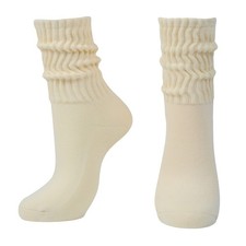 Beige Slouch Scrunch Socks for Women, Slouch High Tube Socks Women 1 Pair - B...
