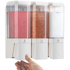 Shampoo Conditioner Dispenser 3 Chamber Wall Mount No Drill 1500ml Refillable Ba
