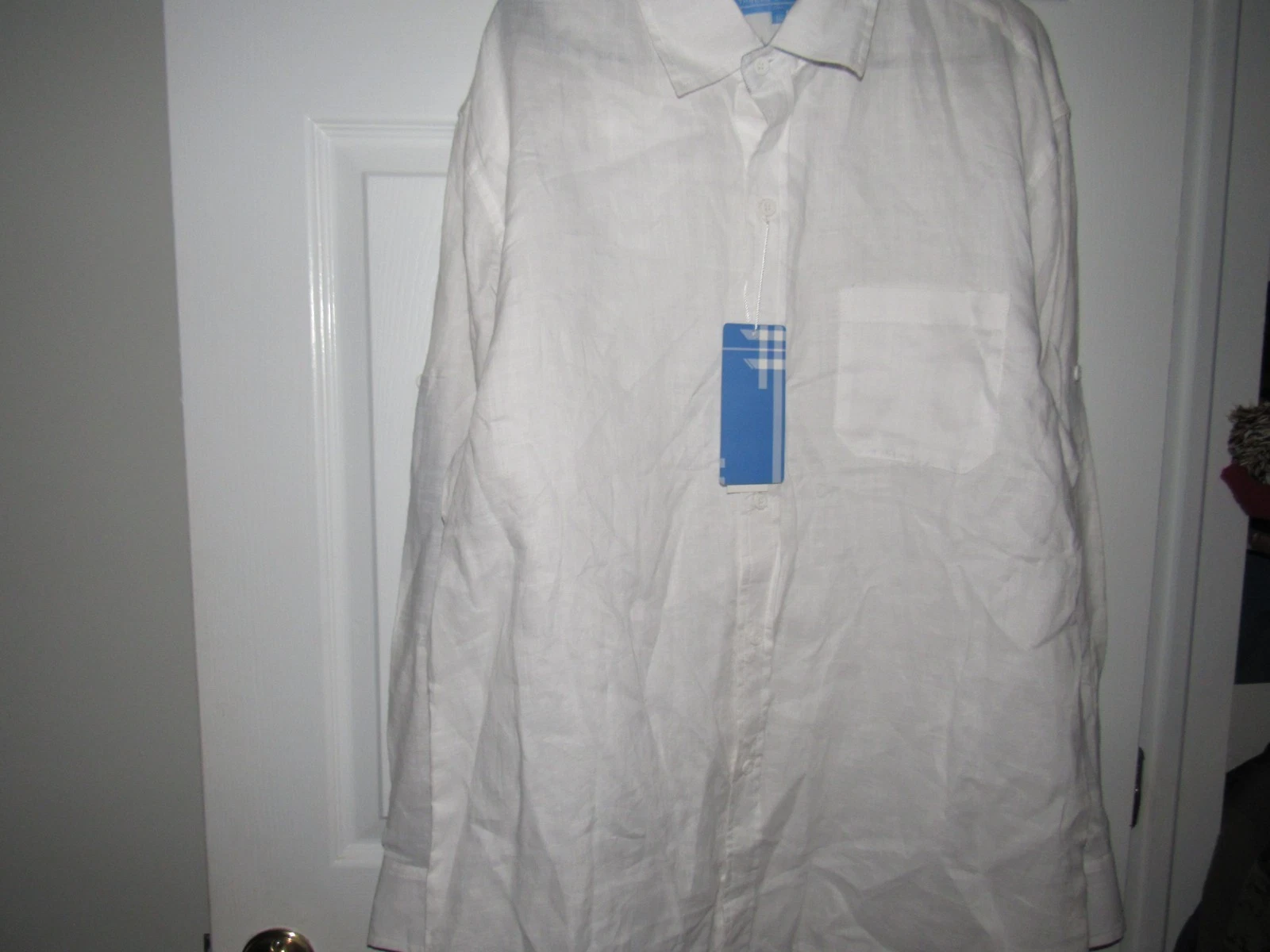 NWT New THREAD & STITCH Men's XXL White Ramie (Feels Like Linen) White Shirt