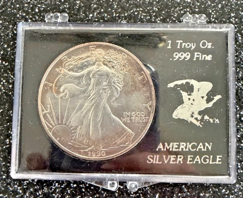 1990 Walking Liberty American Eagle Silver Dollar Coin 1 Ounce .999 BU Encased