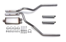 1987-1994 Ford F150 F250 Dual Exhaust Kit Flow Ii Stainless Muffler Chrome Tips