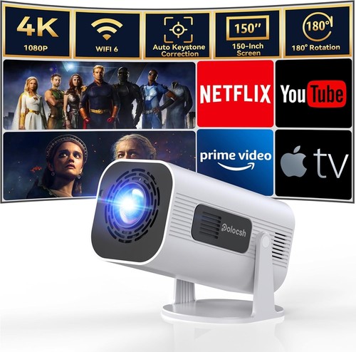 Mini Beamer 4k 1080P Full HD Mini Projektor Android 11 Wifi 6 Keystone Polocsh - Bild 9 von 9