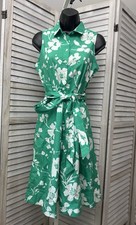 NWT J Crew Factory Florence Floral Green Tie Waist Shirt Dress Size 4 AO048