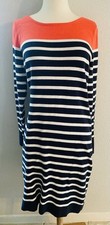 Banana Republic Dress Women's Size L Blue Striped Long -Sleeve 100% Cotton