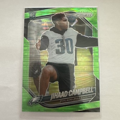 Jihaad Campbell 2025 Panini Prizm - #334 Neon Green Pulsar Prizm (RC) Eagles