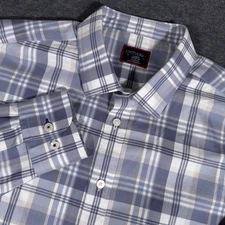 Untuckit Shirt Mens Large Blue Plaid Button Up Wrinkle Free Cotton Preppy Frat