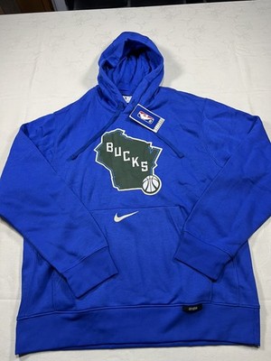 NWT Men's Lg Milwaukee Bucks Nike City Edition Essential Club Pullover Hoodie 
