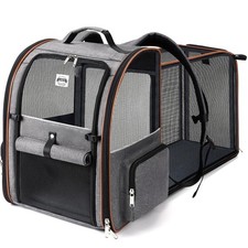 Cat Carrier Backpack, Expandable Pet Carrier with Sun Shade Full Front Open...