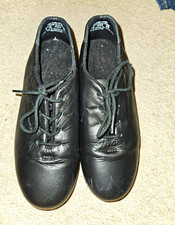 Capezio Cadence Tele Tone Black Leather Lace-Up Tap Dance Shoes Size 6M