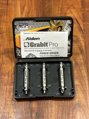 Alden Grabit Pro Damaged Screw &Bolt Removal Tool Kit 3-Piece Bit Set