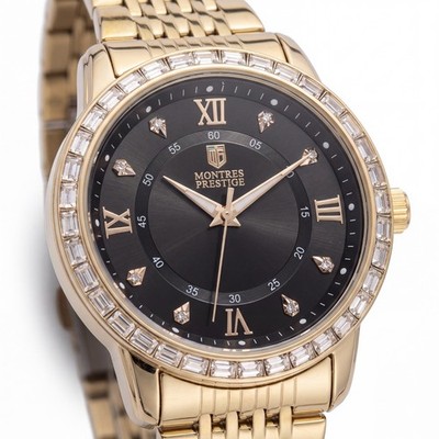 Montres Prestige X Invicta MPW-0238 Men's 45mm Gold Watch Crystal Bezel