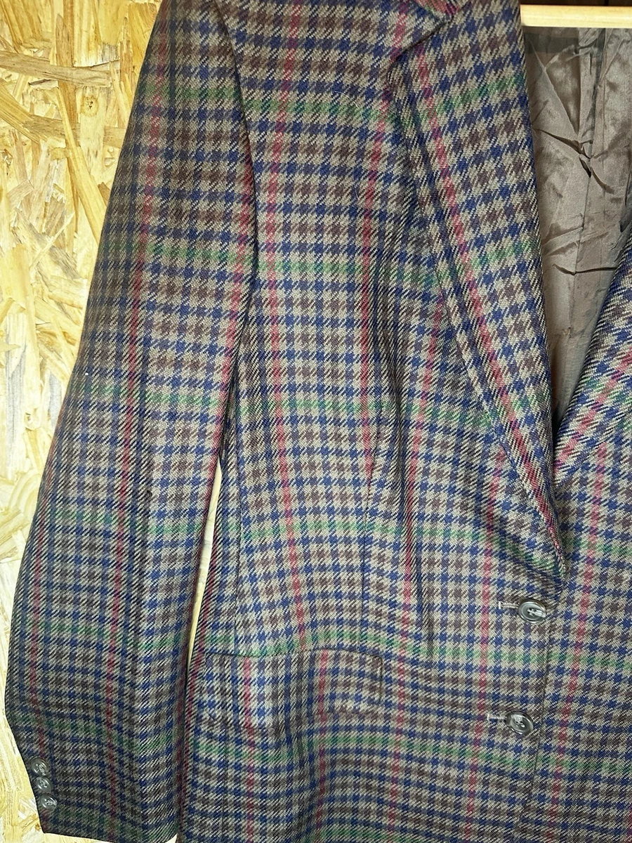 Blazer de lana vintage Burberrys para damas a cuadros forrado marrón talla 14R dos almohadillas inferiores