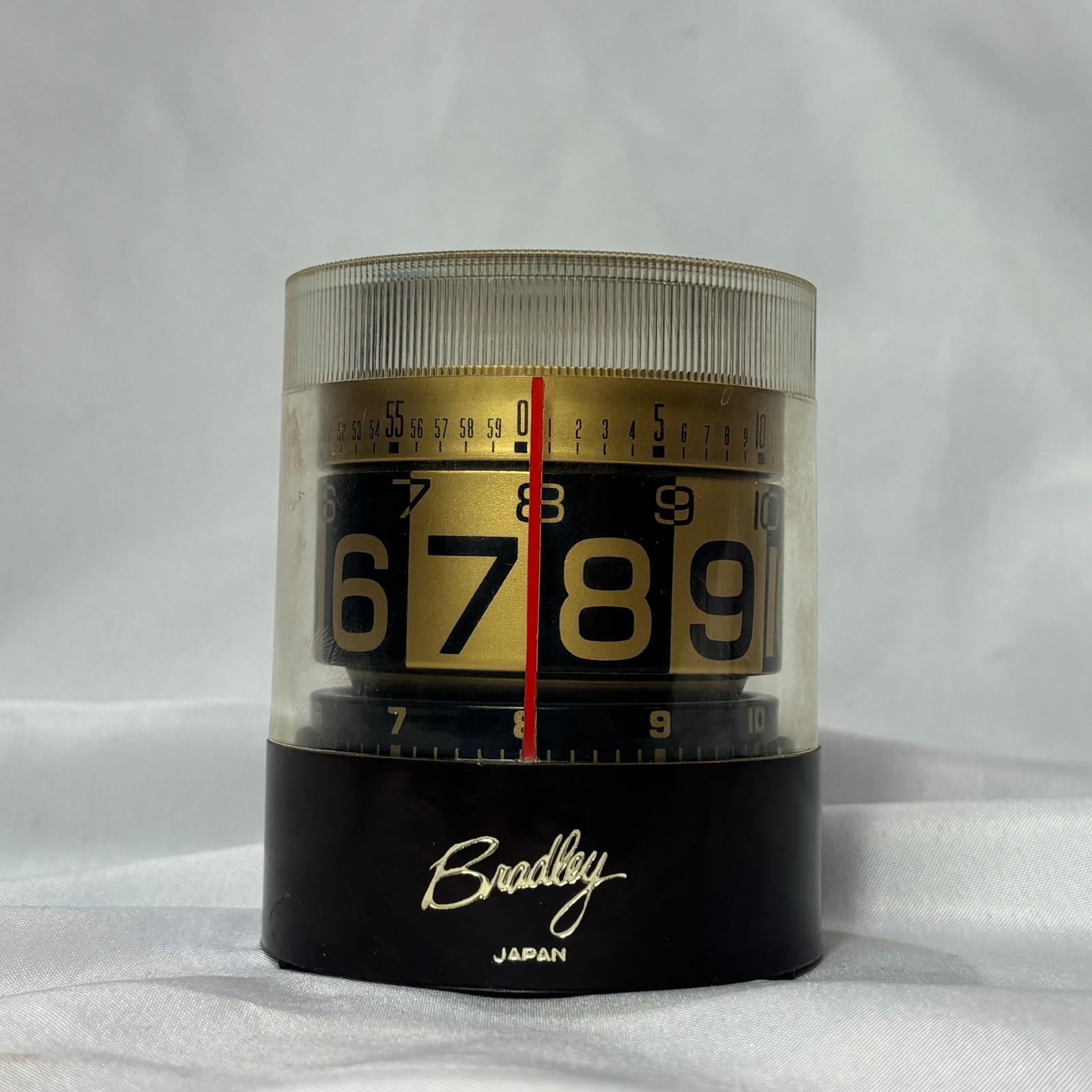 Vtg Bradley Digitime Direct Read Alarm Clock Cylinder Rotary Made In Japan