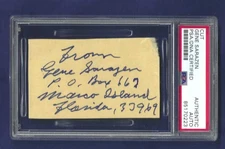 Gene Sarazen Autographed 2x3 Cut Professional Golf Great PSA SLABBED