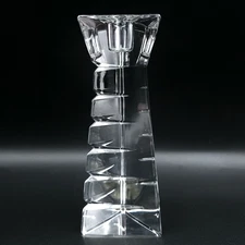 Nachtmann Crystal Candle Holder Modernist Notched Triangular Taper Candlestick 
