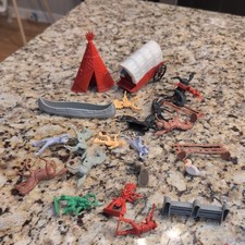Vintage Cowboy Indian Plastic Figures Mini Wild West Mix  Match Accessories
