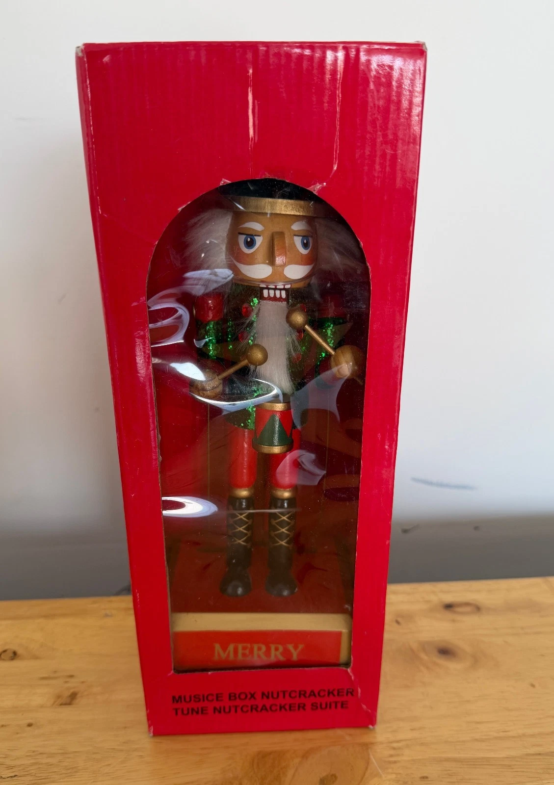 Wooden Nutcracker Music Box - Plays Nutcracker Suite - 12.5"