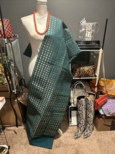 Aso Oke Head Tie, Green And Gold Aso Oke