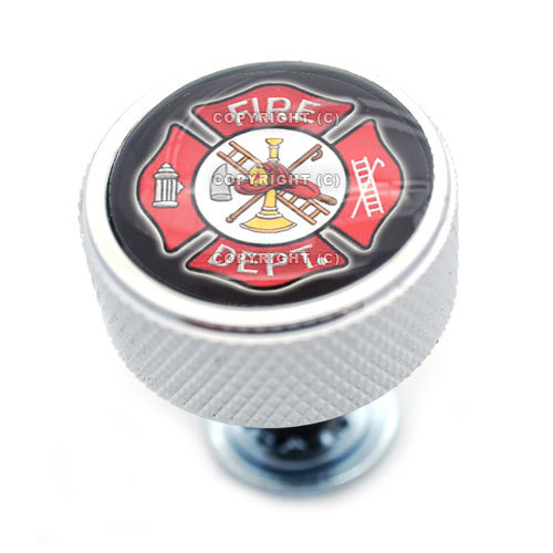 Chrome Billet Aluminum "Fire Dept" Polished Knurled Seat Bolt for Harley - Picture 1 of 3