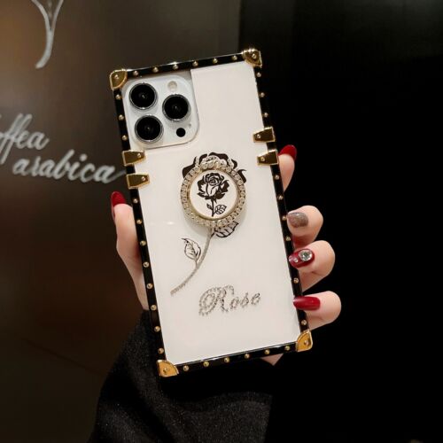 For Various Phone Diamond Rose +Ring Holder Case Shockproof Cover Girls Bracket - Picture 10 of 14