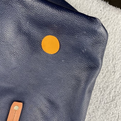 Gap Leather Shoulder Bag Womens Large Blue Gray Canvas Multi Pocket Travel Gym - Picture 2 of 17