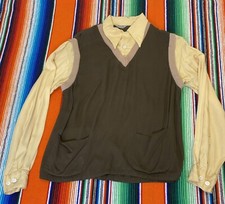 Vintage 1950's Pullover Shirt Style Rockabilly Medium Rayon Wool