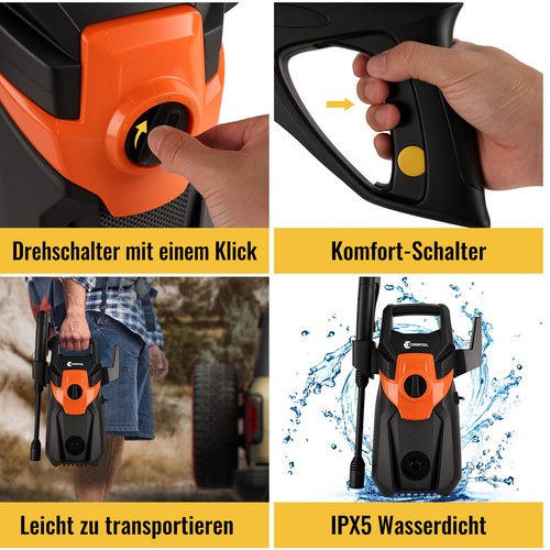 1400W 150bar Hochdruckreiniger 450L/H 8m Schlauch Flächenreiniger Druckreiniger - Bild 9 von 12