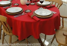 55x118" (140x300cm) RED OVAL COTTON TABLECLOTH - 10-12 SEATER 