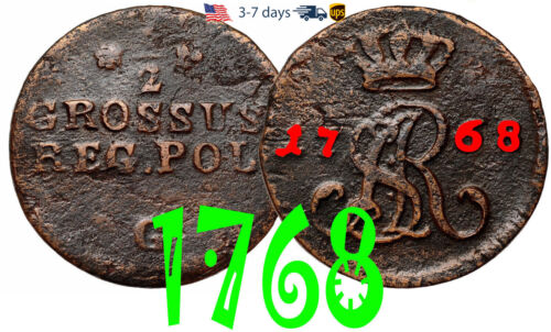 Pologne 1/2 grossus 1768 Reg Pol Stanislaw August Poniatowski #18414 - Photo 1 sur 3
