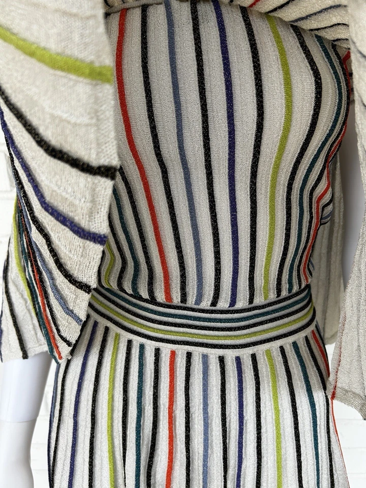 M Missoni Multicolored Stripe Flounce Knit Dress Lurex Women's Size 38 US XS - Image 3 of 4