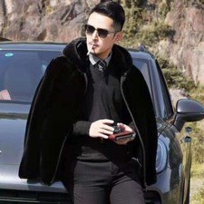 Cappotto giacca uomo invernale caldo pelliccia sintetica peluche velluto outwear cappuccio cerniera