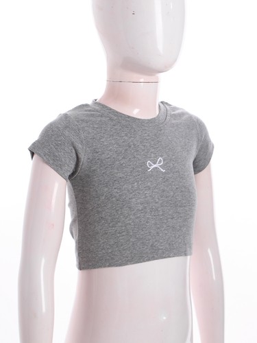 Kids Girls Shirts Cutout Back Tops Outdoor T-shirt Round Neck Crop Top Bow Gym - Picture 26 of 42