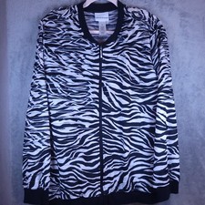 Alfred Dunner Women's Size 20 Light Full Zipper Jacket Zebra Ruffle