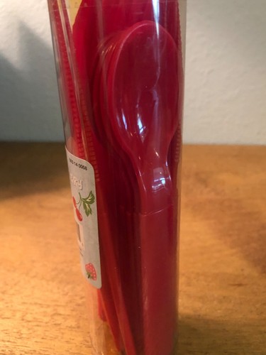 Red Heavy Plastic Set of 8 Disposable Cutlery & One Blue Traveling Set NEW - Picture 2 of 4