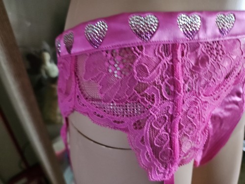 Victorias Secret Shine Strap Lace Garter Belt M/L Fuschia Frenzy NWT MSRP $49.5 - Picture 2 of 12