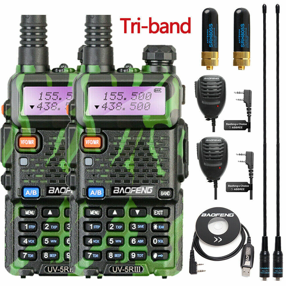 BAOFENG UV-5R III 5W TRI-BAND UHF/VHF WALKIE TALKIE LONG RANGE FM TWO WAY RADIO eBay