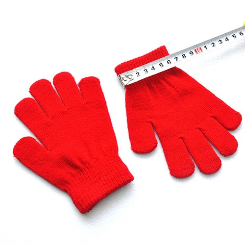 Kids Winter Warm Gloves Knitted Stretch Full Finger Mittens Solid Color - Picture 3 of 33