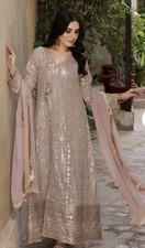 Indian/Pakistani Gown Dress 3 Pieces Light Purple Color- Size Large